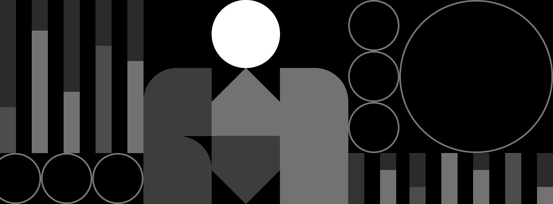 Abstract image of a community manager made from basic shapes